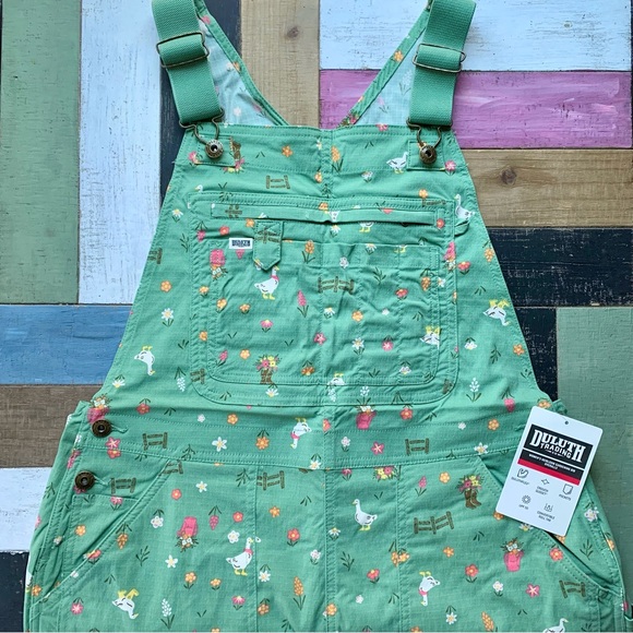 NWT Duluth M x35L Heirloom Gardening Bib Overalls Glacial Green Garden Goose - Picture 2 of 9